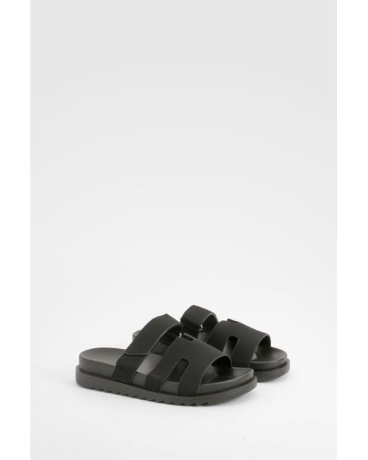 Boohoo Black Cut Out Detail Sliders