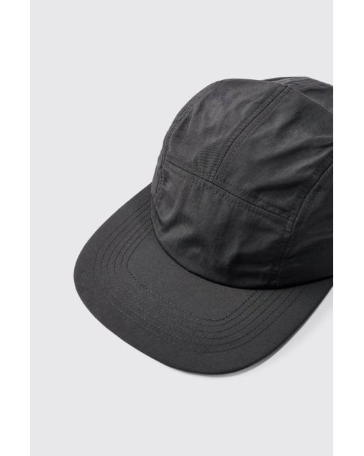 Woven Camper Hat In Black Boohoo de color Gray