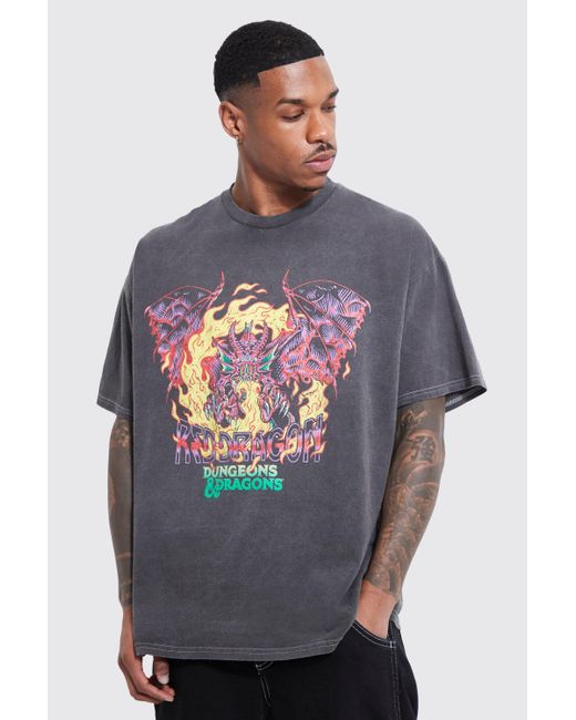 Boohoo Oversized Dungeons & Dragons License T-shirt in Gray for Men | Lyst
