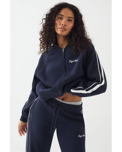 DSGN Studio Blue Embroidered Side Stripe Sweatshirt