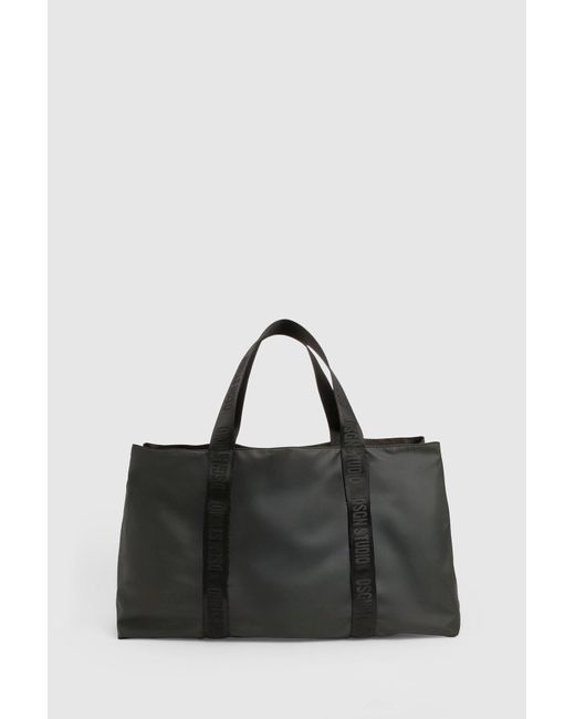 Boohoo Black Dsgn Studio Jacquard Strap Large Tote Bag