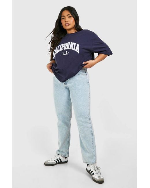 Boohoo Blue Plus Light Acid Wash Mom Jeans