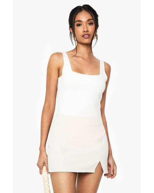 Boohoo White Split Front Micro Mini Skirt