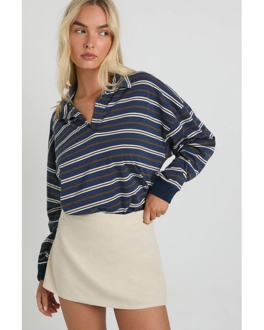 Boohoo Blue Cord Mini A-Line Skirt