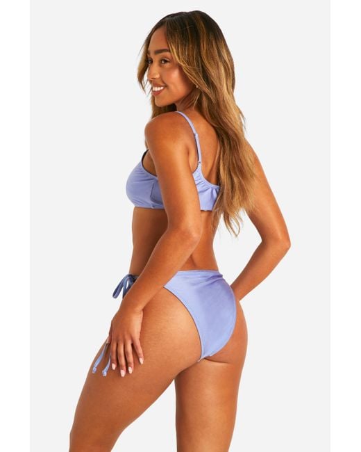 Boohoo Orange High-Shine Tie-Side Bikini Bottoms