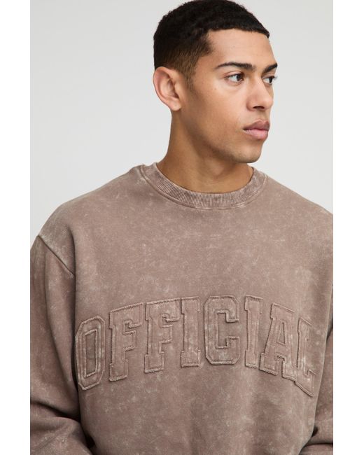 Sudadera Oversize Official Con Aplique Desteñido Boohoo de color Brown