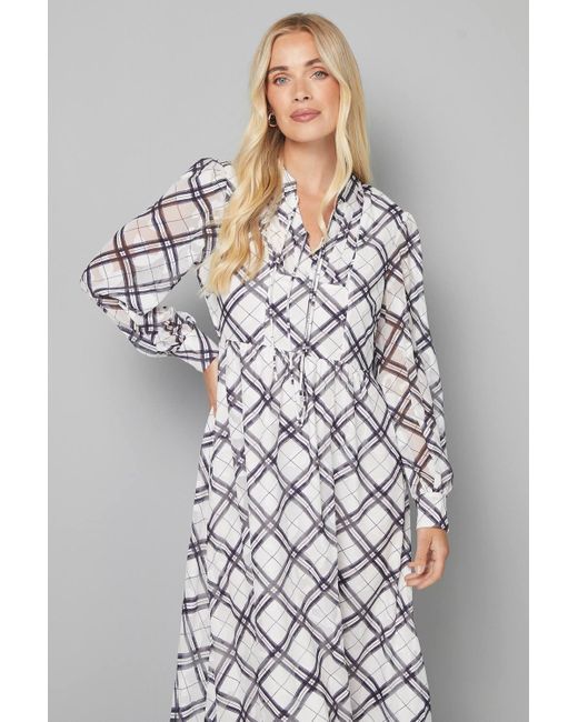 Wallis Gray Petite Flannel Burn Out Tie Front Midi Dress