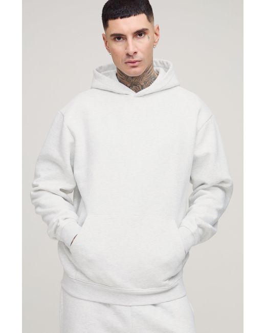 BoohooMAN Tall 330GBM Basic Oversize Hoodie in White für Herren