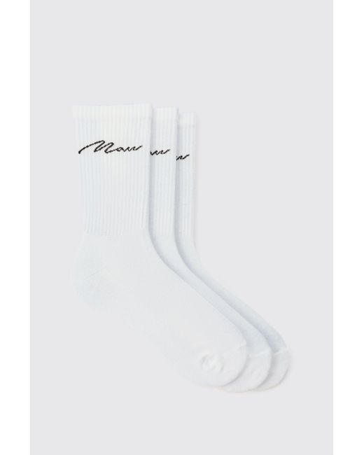 BoohooMAN Blue 3 Pack Signature Sport Socks for men