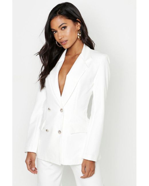 white double breasted blazer