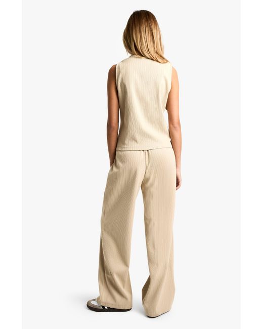 Boohoo Natural Woven Cord Wide Leg Trouser