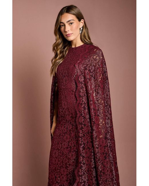 Coast Red Lace Cape Gown