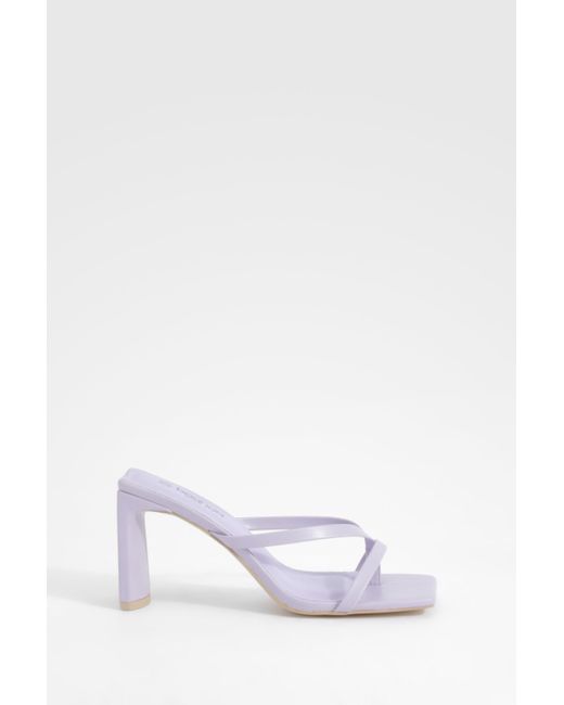 Boohoo White Wide Fit Toe Post Heeled Mules
