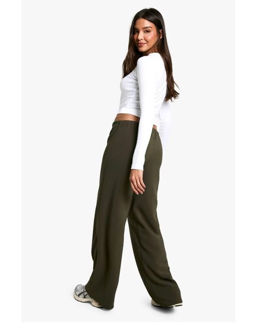 Boohoo White Rib Drawstring Trouser