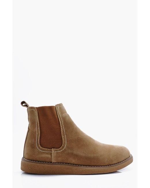 Boohoo Brown Wedge Sole Chelsea Boots for men