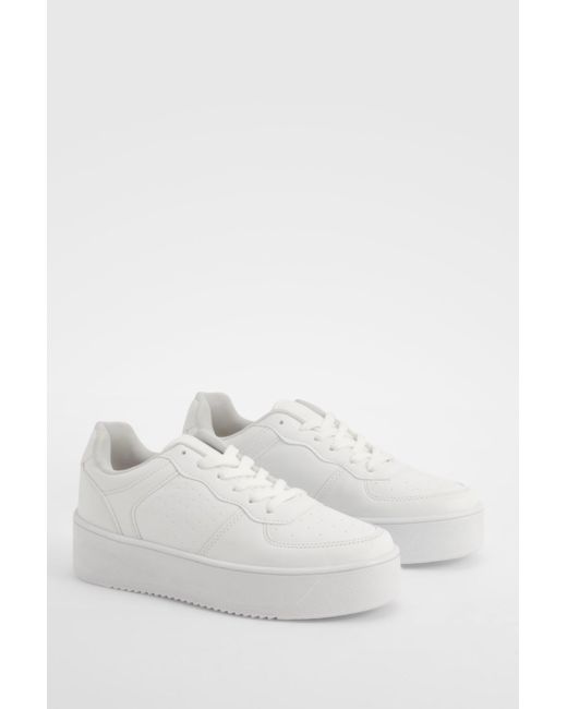 Boohoo White Chunky Platform Sole Contrast Panel Sneakers