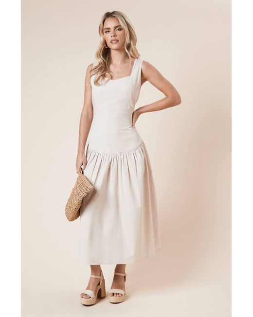 Dorothy Perkins Women's Natural Petite Dropped Waist Strappy Midi Dress -  hulwithkids.com