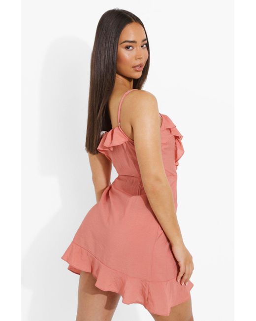strappy ruffle dress