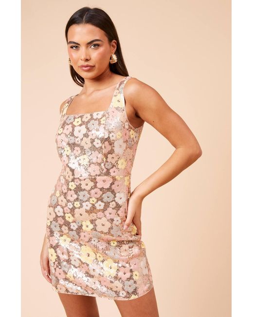 Dorothy Perkins Women's Natural Dp Luxe Sequin Strappy Mini Dress