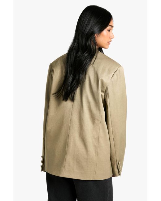 Boohoo Natural Tailored Single Breast Oversized Blazer