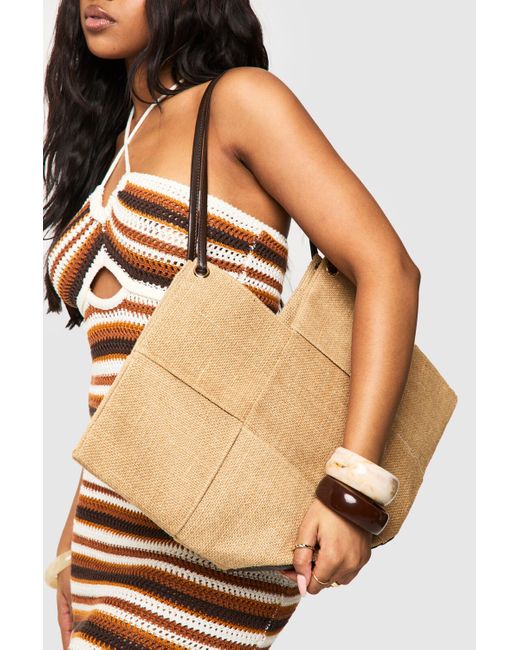 Boohoo Natural Woven Raffia Beach Bag
