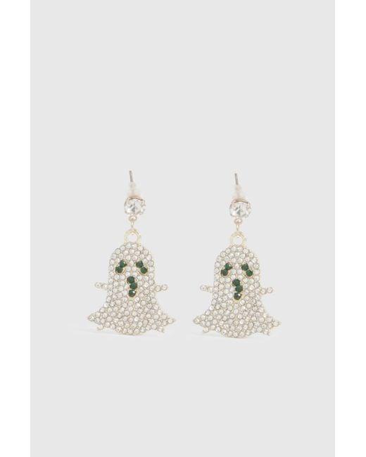 Boohoo Brown Halloween Embellished Ghost Earrings