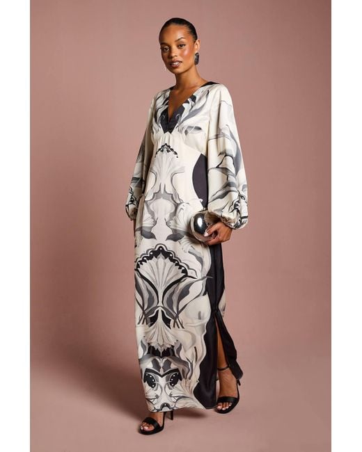 Coast Petite Long Sleeve Placement Print Midi Dress | Lyst Coast Petite Long Sleeve Placement Print Midi Dress | Lyst