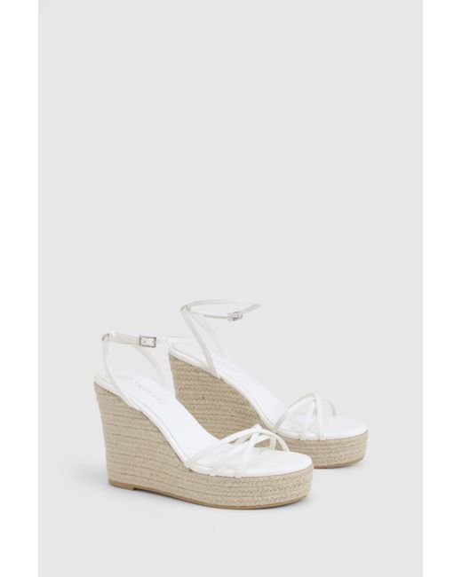Boohoo Natural Crossover Strap Wedges