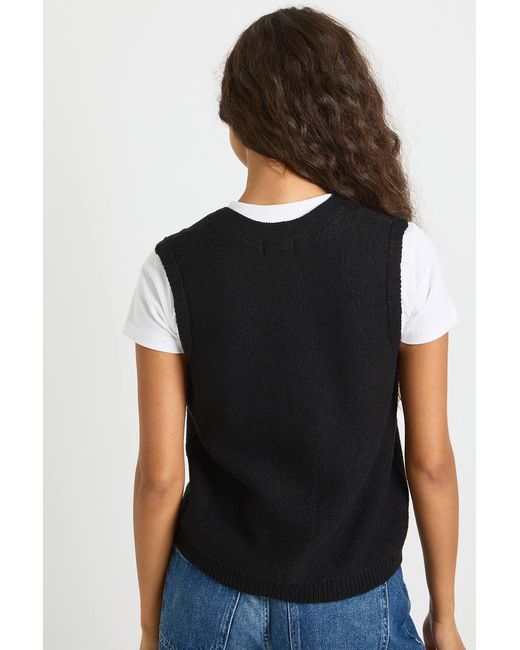 Boohoo Blue Toggle Button Cable Knit Waistcoat