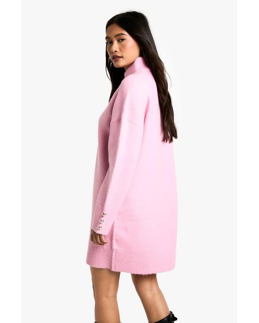 Boohoo Pink Seam Detail Oversized Knitted Mini Dress