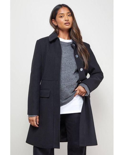 Oasis Blue Faux Wool Button Through Dolly Coat