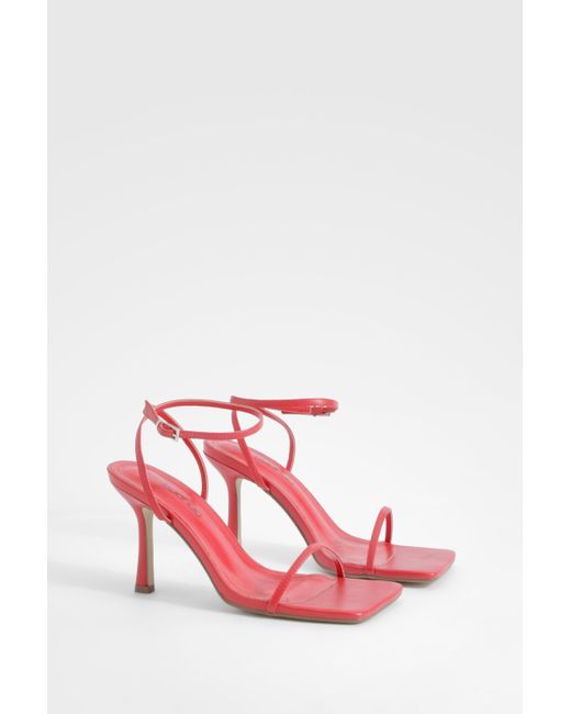 Boohoo Pink Skinny Strap Square Toe Barely There