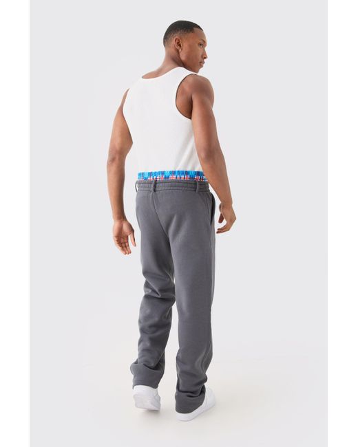 BoohooMAN Relaxed Check Double Waistband Jogger in Blue für Herren