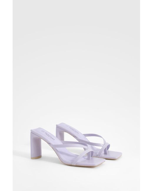 Boohoo White Wide Fit Toe Post Heeled Mules