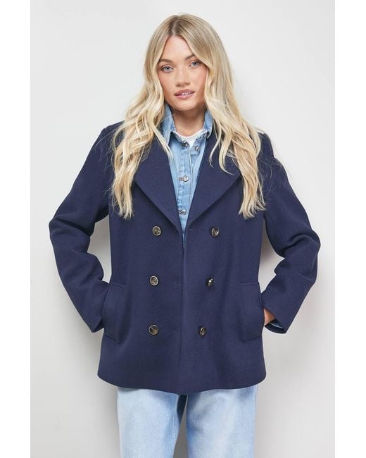 Oasis Blue Double Breasted Blazer Coat
