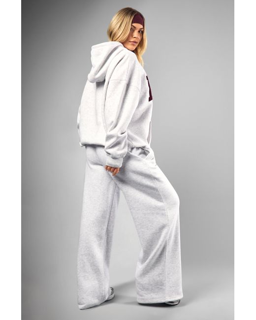 Boohoo Gray Dsgn Studio Towelling Applique Straight Leg Jogger