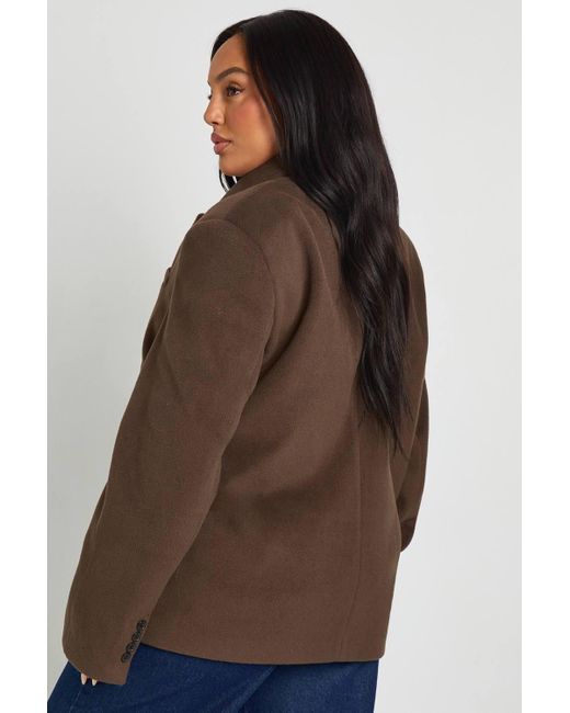 Boohoo Brown Tailored Wool Look Blazer