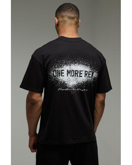 Boohoo Black Active One More Rep Chalk Oversized T-Shirt