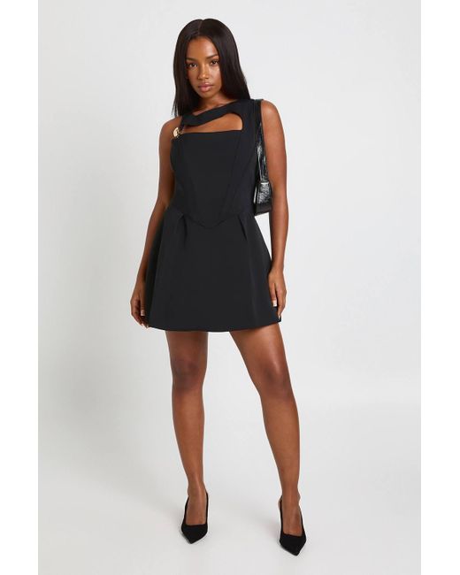 rixo black mini dress Macie Silk-Velvet in 20 Chic 40th Birthday gender_Womens Neck Empire waist Color:BLUE BREEZE