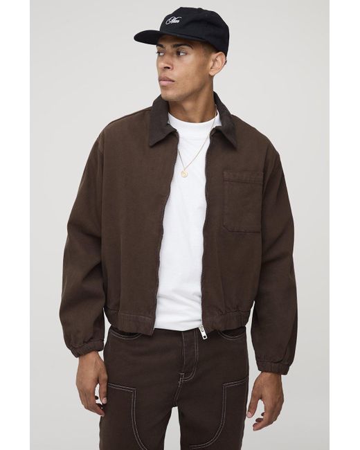 Boohoo Brown Elasticated Hem Harrington Jacket