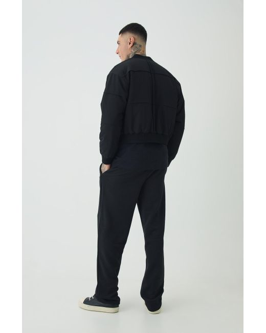 BoohooMAN Tall strukturierte Hose mit geradem Bein in Schwarz in Black für Herren