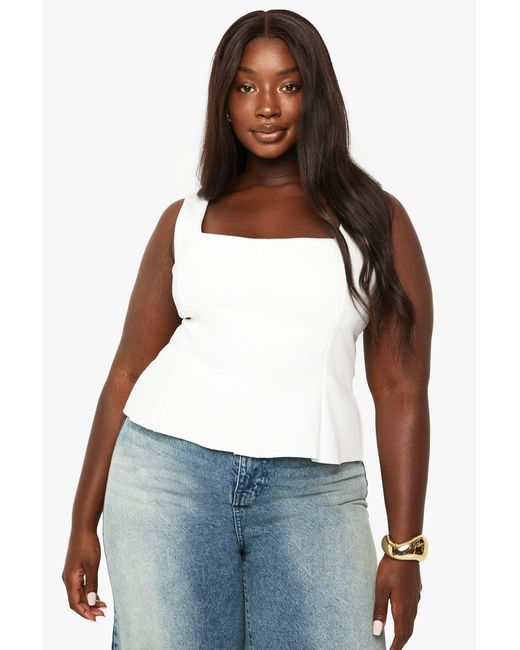 Boohoo White Plus Double Bengaline Structured Panel Top