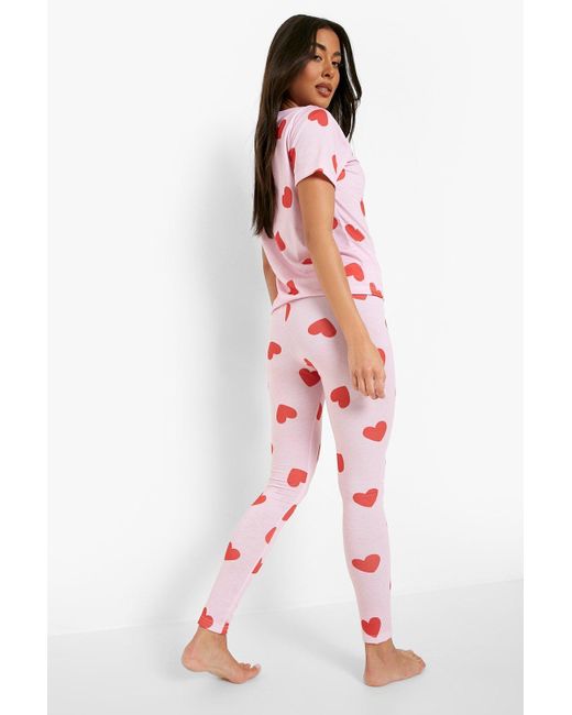 Boohoo All Over Heart Print Pj Set in 