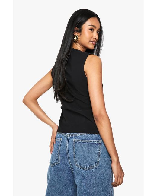 Boohoo Blue Super Stretch Button Waistcoat