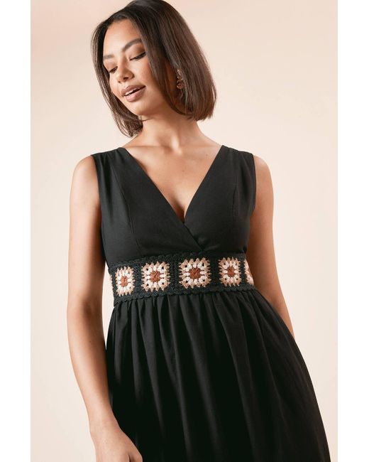 Dorothy Perkins Black Trim Wrap Front Tie Back Maxi Dress