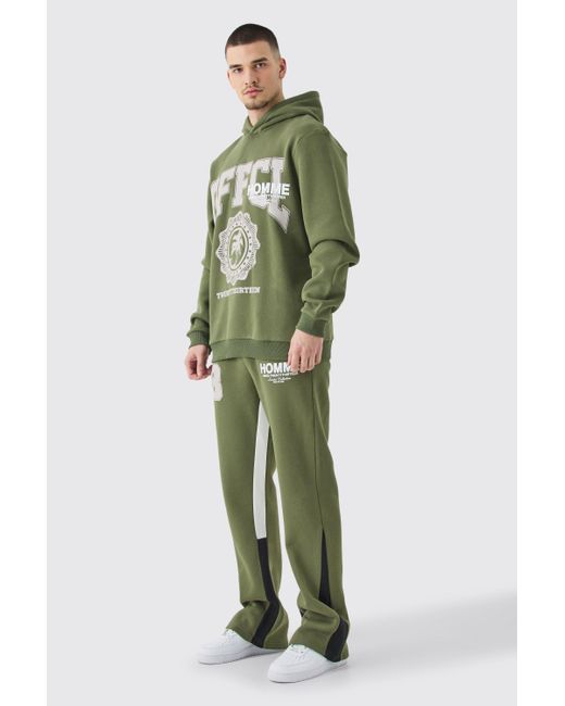 BoohooMAN Green Tall Homme Official 13 Hooded Gusset Tracksuit In Khaki for men