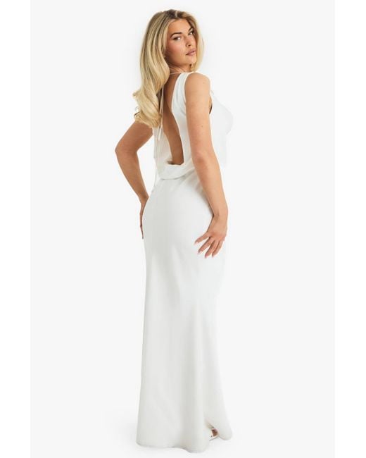 Boohoo White Premium Plunge Cowl Maxi Dress