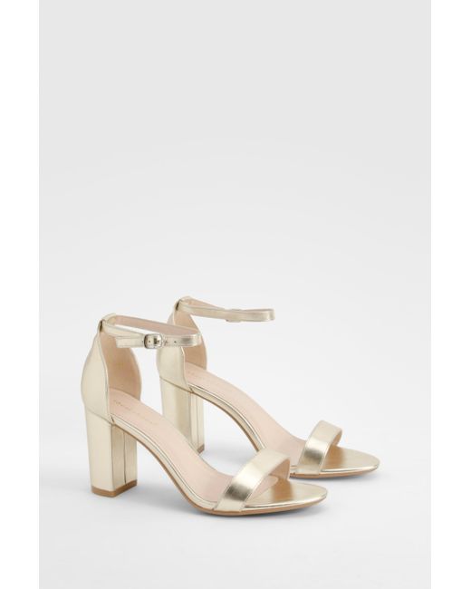 Boohoo Natural Mid Block Barely There Heels