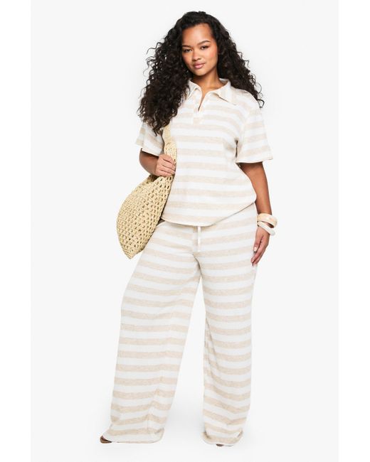 Boohoo White Plus Single Channel Drawstring Waist Super Oversized Wide Leg