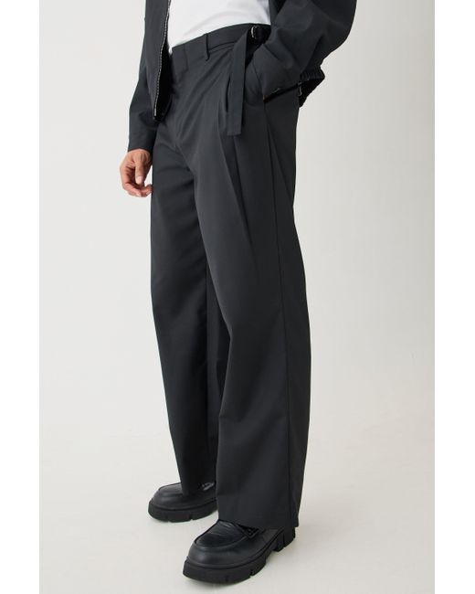 BoohooMAN Formal Wide Fit Trousers in Black für Herren